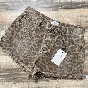 Leopard Print Denim Shorts sz L